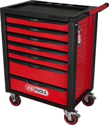 Zdjęcie produktu dla KS Tools 826.0007, Skrzynka na narzędzia, Stal, Czarny, Czerwony, 350 kg, Klucz, 788 mm