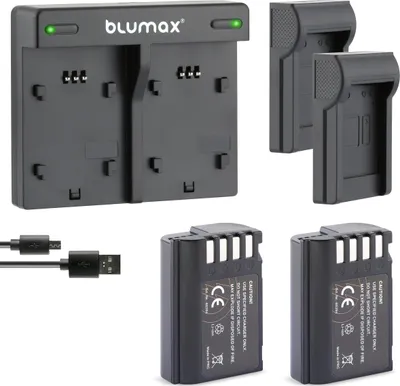 Produktbild von 2x Akku + Lader für Panasonic DMW-BLK22 Lumix DC S5 G9 GH5 II GH6 2250mAh