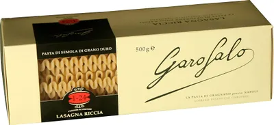 Produktbild von Garofalo Lasagna Riccia 500g, Hartweizen-Grieß, vegan, Pasta aus Italien, gewellte Lasagne-Nudeln, fertig in 20 Minuten