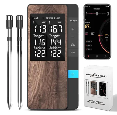 Fleischthermometer, drahtlos, Bluetooth, Doppelsonde, IP67