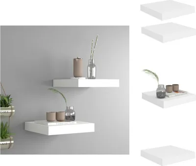 Produktbild von vidaXL Schweberegale 2 Stk. Weiß 23x23,5x3,8 cm MDF - Wandregale