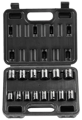 Image de Jeu de clés à chocs VEVOR 3/8", jeu de 14 clés à douilles plates métriques 7-20 mm, acier allié Cr-Mo 6 points repères de taille faciles à lire, construction robuste