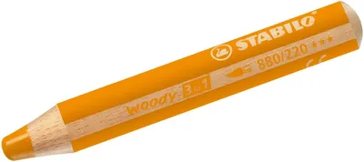 Image de Crayon de couleur, aquarelle & craie de cire - STABILO woody 3 in 1 - jaune-orange