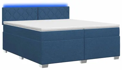 Productafbeelding van vidaXL Boxspringbed met matras en blauwe LED-verlichting, 200 x 200 cm, gestoffeerd