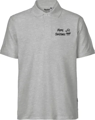 Produktbild von Huuraa Herren Polo Shirt Merry Christmas Weihnachtsmann 3XL Sport Grey Bio Baumwolle Fairtrade Poloshirt Geschenkidee