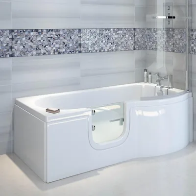 Produktbild von SKALI Badewanne mit Tür/Seniorenbadewanne 167,5 x 85/75 cm Rechts-Komplett-Set, weiß