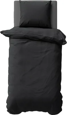Produktbild von 2 teilige Uni Bettwäsche 135x200 cm Mikrofaser Schwarz Bettbezug Garnitur Set
