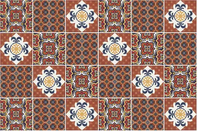 Produktbild von Fliesenaufkleber 15x15 cm – 24 Stück – Selbstklebend – Wasserfest – Pflegeleicht – Hitzebeständig – Für Küche & Bad – Orientalische Keramikmotive