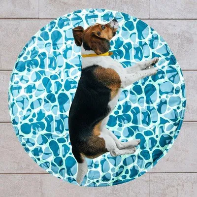 Image de Tapis rafraîchissant pour chien - Rond, auto-rafraîchissant, diamètre 60 cm - Idéal pour l'été