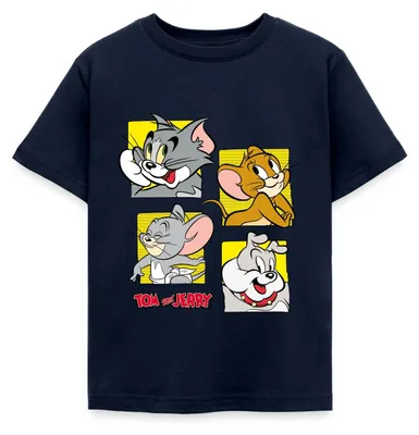 Produktbild von Spreadshirt Tom Und Jerry Vier Freunde Kinder T-Shirt, 110/116 (5-6 Jahre), Navy