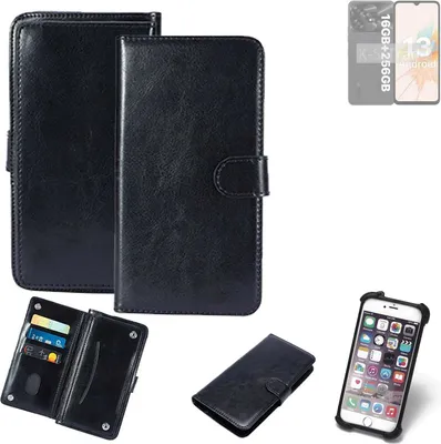 Produktbild von K-S-Trade 360° Hülle kompatibel mit UMIDIGI A15 schwarz Kunstleder Case BookCase WalletCase Kunstlederederhülle Handyhülle, Rundumschutz Bumper