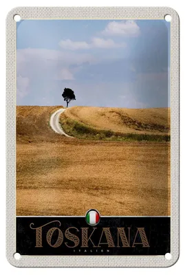 Produktbild von Blechschild Reise 12x18cm Toskana Italien Baum Wiese Natur Schild