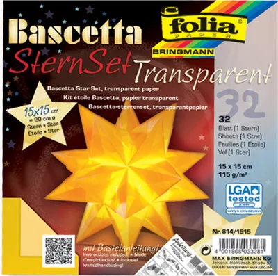 Immagine prodotto di Folia Bascetta Star Christmas Star 3D Origamaster Folding Leaves Craft Kit, Colore:Giallo; Dimensioni:150x150mm