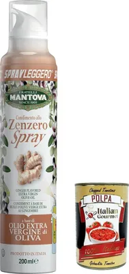 Produktbild von 3x Sprayleggero Zenzero, Sprühen Sie Ingwer in extra jungfräuliche Olivenöl 200 ml - italienisches Sprayöl - 100% natürlich, 100% Licht, 100% einfach + Italian Gourmet polpa 400g