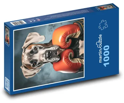Produktbild von Puzzle 1000 Hund mit Boxhandschuhen - martinpuzzle