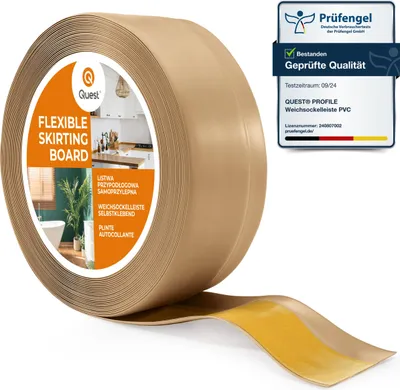 Obrázek produktu pro QUEST Podlahové lišty PVC 50x20mm, 5m, Samolepicí lišty na podlahu, pro všechny typy povrchů, sandy