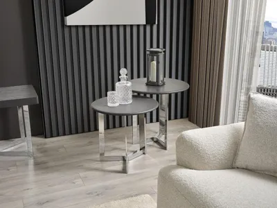 Immagine prodotto di Gruppo tavolino tavolino soggiorno acciaio inox argento set