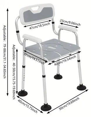 Image de Douchekruk - Siège de douche - Tabouret de douche - Banc de bain - Banc de douche - Réglable, 79-88 cm