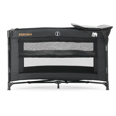 Produktbild von DERYAN Luxe Campingbett - Inklusive Transporttasche - Inklusive Wickelauflage - Inklusive Bodenverstellung - Schwarz