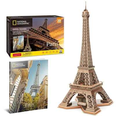 Immagine prodotto di Puzzle 3D Torre Eiffel, National Geographic, 80 pezzi, Francia, adatto dai 10 anni in su, realizzato in cartone espanso