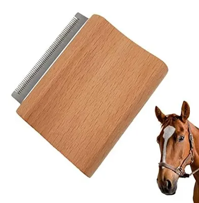 Produktbild von Horse Grooming Brushes, Pferde Massagekamm, Massagekamm für Pferde, Pferde Pferdebürsten, Groomer für Pferde, Fellpflege Massage Pferde, Geeignet für Pferde, Katzen, Hunde, 11cm (Holz)