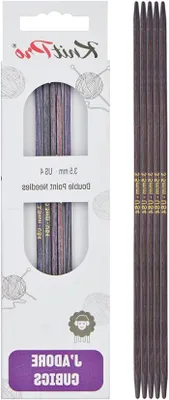 Productafbeelding van Breinaalden met dubbele punt - Houten pinnen - Sokken breien - Unieke ergonomische vorm - 20 cm x 3.50 mm