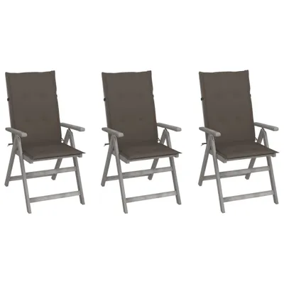 Produktbild von Maison Exclusive - Verstellbare Gartenstühle 3 Stk. mit Auflagen Massivholz Akazie