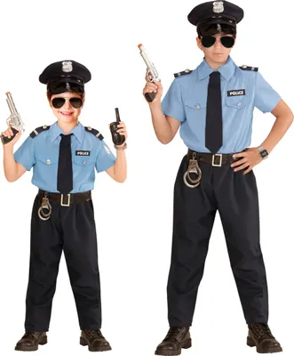 Produktbild von 5-tlg. Polizist Kinderkostüm mit Polizeimütze für Karneval Größe: 116 / 4-5 Jahre