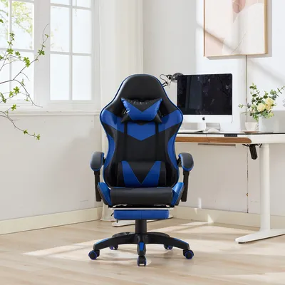 Obrázek produktu pro Herní židle – Židle pro hráče – Ergonomická židle – Židle s nastavitelnou výškou a opěrkou nohou – Otočná o 360°