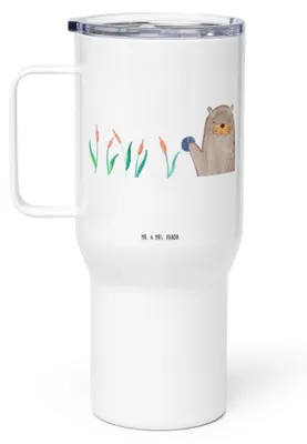 Produktbild von Mr. & Mrs. Panda Kaffee-Thermobecher Otter Stein - Weiß - Geschenk, Thermobecher, Kaffee-to-go-Becher, Neugierig, Mehrwegbecher, Pflanzen, Seeotter See, To-Go-Becher
