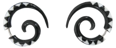 1 Paar Ohrringe aus Bone - Fake Piercing Sichel, 28mm, Farbe B