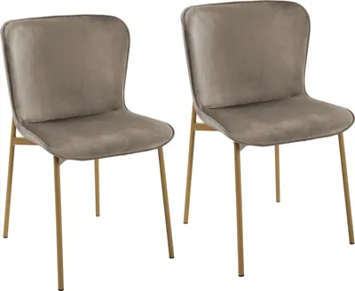Produktbild von SVITA MARY 2er Set Esszimmerstuhl Polsterstuhl ohne Armlehnen Küchenstuhl Wohnzimmerstuhl Taupe/Gold