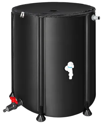 Produktbild von Regentonne Regenwassertank faltbar, 500 L, Ø 80 cm, Höhe 100 cm, Schwarz, mit 2 Wasserhähnen und 2 m Wasserschlauch