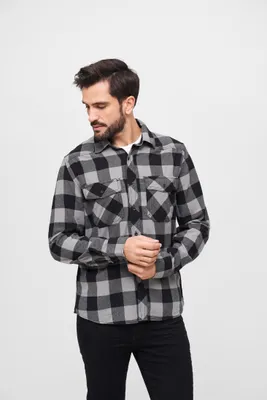 Obrázok produktu pre Urban Classics Pánska kockovaná košeľa Grepp čierno-šedá S
