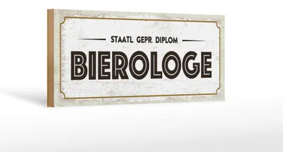 Produktbild von Holzschild 27x10cm staatlich er Bierologe