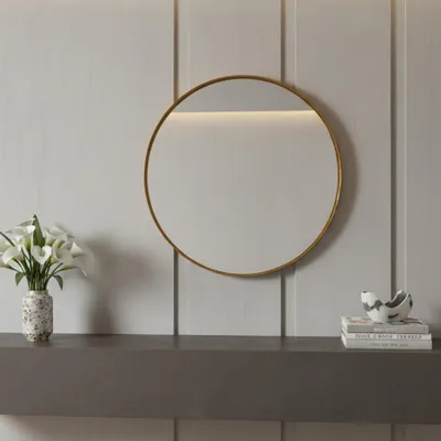 Produktbild von riess-ambiente Runder Wandspiegel PORTRAIT 75cm gold mit Metallrahmen und Aufhängung