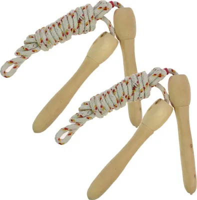Produktbild von 2 Stück Springseil Skipping Rope Sprung Seil Seilspringen Holzgriffe Hüpfseil 2m
