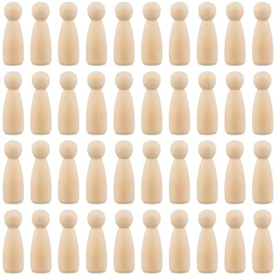 Image de Lot de 40 figurines en bois non peintes, idéales pour la peinture