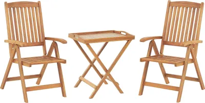 Produktbild von BELIANI Balkonset 2er Set Hellbraun Akazienholz Verstellbar Rustikal Gartenmöbel Gartenmöbel Set