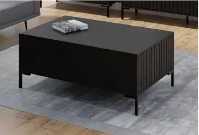 Produktbild von Couchtisch Kaffetisch mit Schublade LANDO 5 Lamellen Wohnzimmer Schwarz