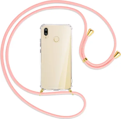 Produktbild von Handykette Backcover-Schutzhülle mit Band (Metall goldfarben) für Huawei P20 lite - rosa