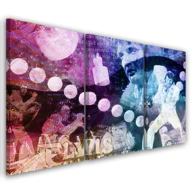 Produktbild von Triptychon auf leinwand lila menschen 90x60 cm Feeby lila wandbild bereit zum aufhängen