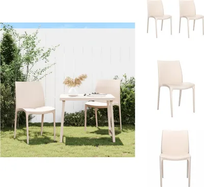 Produktbild von vidaXL Gartenstühle 2 Stk. Creme 50x46x80 cm Polypropylen -  Gartenstühle