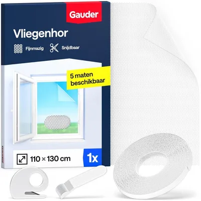 Produktbild von Fliegengitter Insektenschutz Fenster - Klettband - 110 x 130 cm - Zuschneidbar