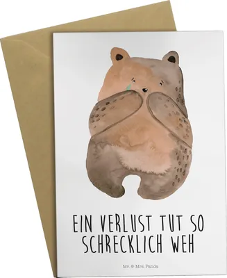 Produktbild von Mr. & Mrs. Panda babykarte Bär Verlust - Weiß - Geschenk, weihnachtskarten, Teddy, kommunionskarte, Trauer Trauergeschenk Traurig Trösten Trost Liebeskummer, Grußkarten