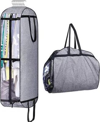 Produktbild von Kleidersäcke Kleiderhülle Staubschutzhülle Aufbewahrung für Kleidung, Faltbar Kleidersack Mit Reißverschluss, 125x60x25cm, Grau