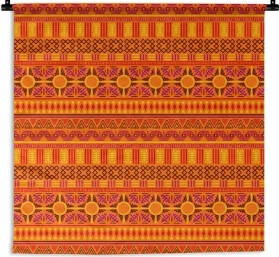Produktbild von MuchoWow® Wandteppich Wandbehang Muster - Orange - Sonne 150x150 cm Tapisserie Dekoration Wandtuch - Wohnaccessoires - Modernes
