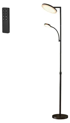 Produktbild von Höhenverstellbare LED-Stehleuchte mit Leselampe | Schwarz | 25x25x148-176 cm