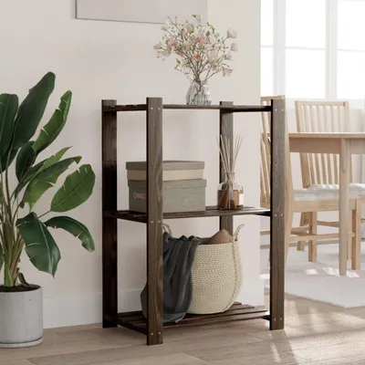 Obrázek produktu pro Úložný regál se 3 policemi černý 60x38x90 cm z masivního borovicového dřeva