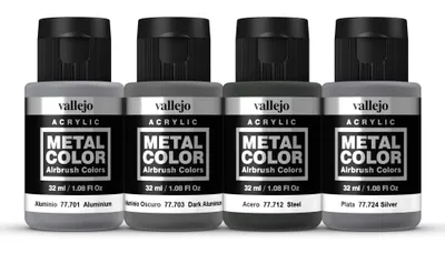 Zdjęcie produktu dla Vallejo Metal Colour Metallic Panel Set 4x 32ml 77601 Zestaw kolorów do aerografu